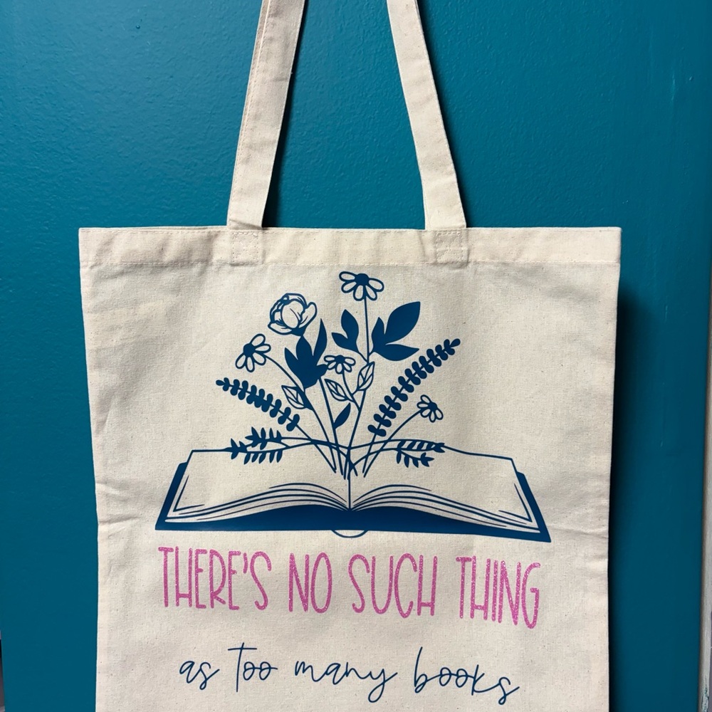 Floral Book Lover's Cream Tote Bag